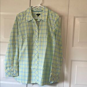 Talbots Blue and Yellow Plaid Blouse